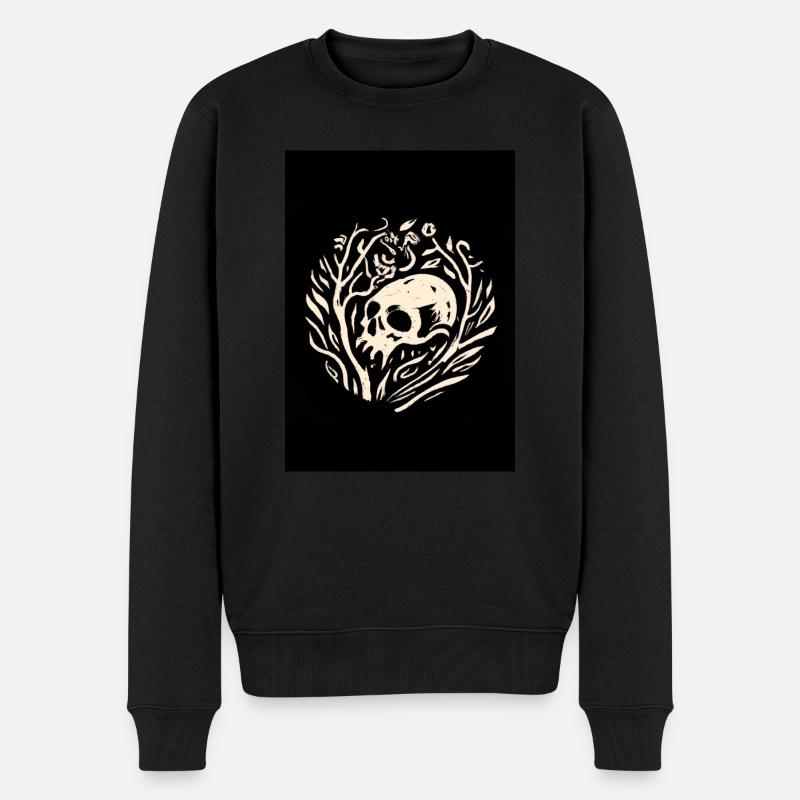 Schädel in Pflanzen - Männer Premium Bio Pullover - Schwarz
