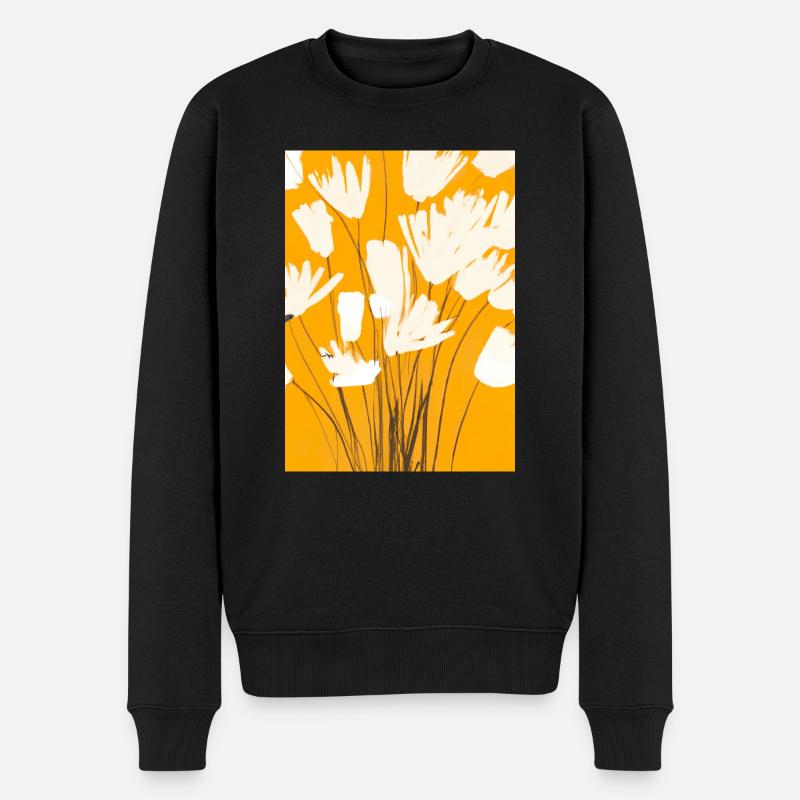 Weiße Blumen - Männer Premium Bio Pullover - Schwarz