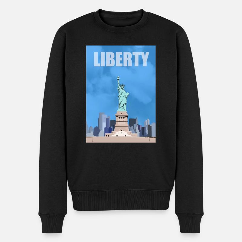 Freiheitsstatue - Männer Premium Bio Pullover - Schwarz