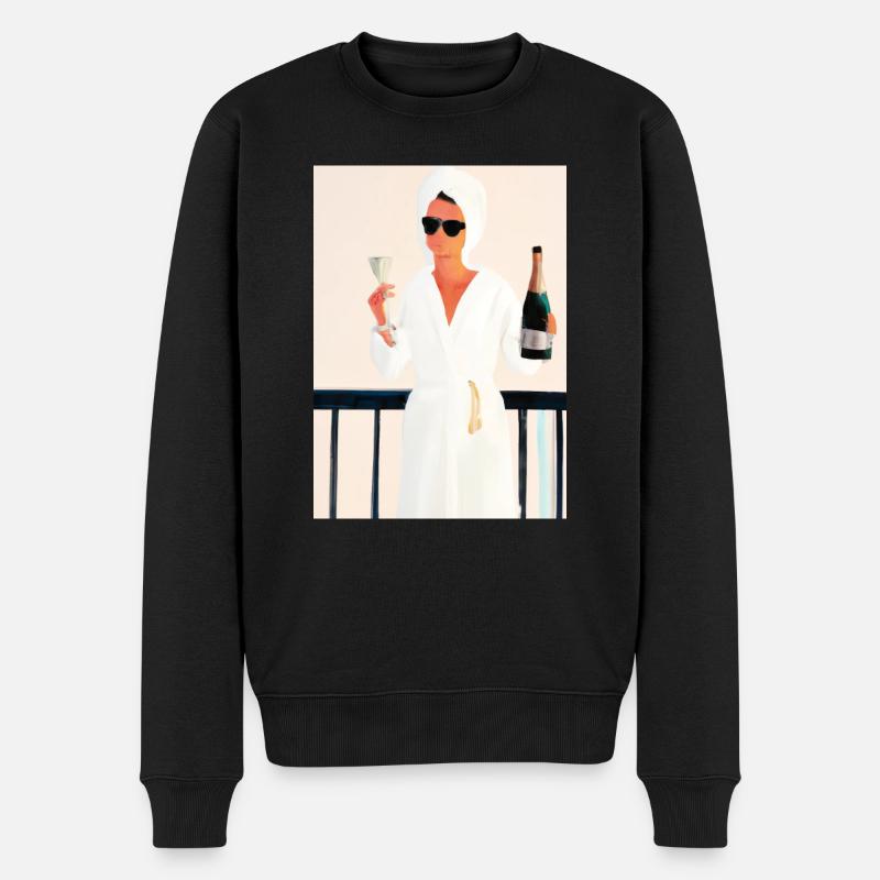 Frauen Weinbad - Männer Premium Bio Pullover - Schwarz