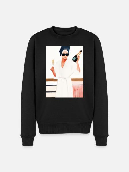 Frauen Weinbad - Männer Premium Bio Pullover - Schwarz