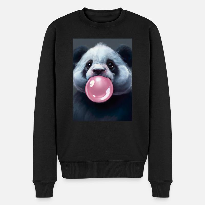 Kaugummi-Panda - Männer Premium Bio Pullover - Schwarz