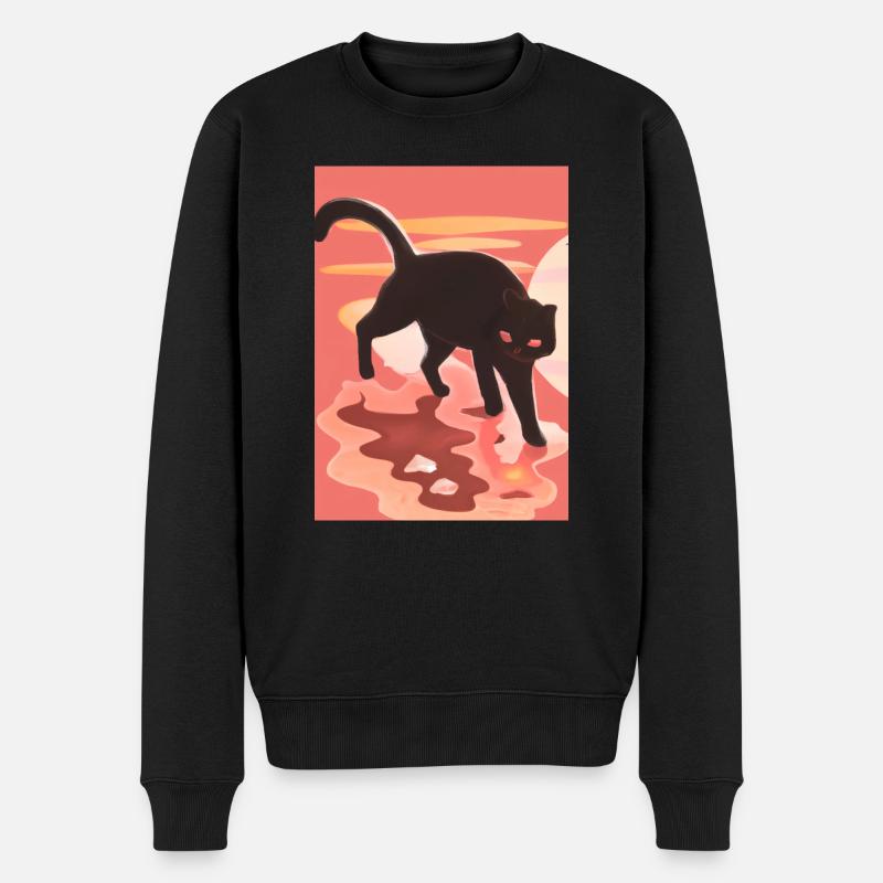 Niedliche schwarze Katze - Männer Premium Bio Pullover - Schwarz