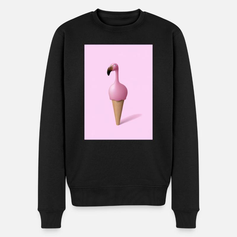 Flamingo-Eiscreme - Männer Premium Bio Pullover - Schwarz