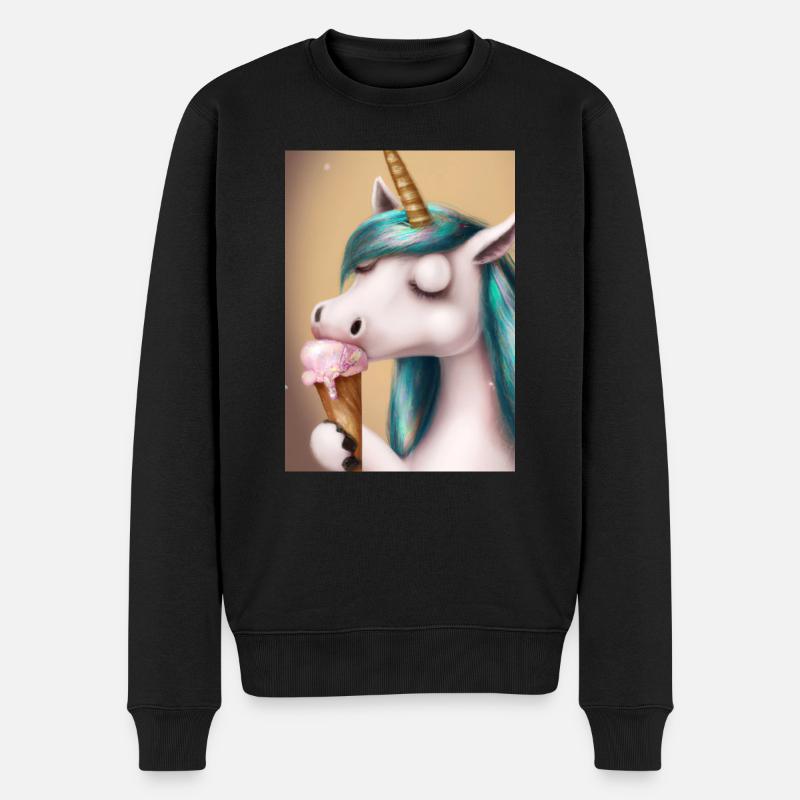Eiscreme Einhorn - Männer Premium Bio Pullover - Schwarz
