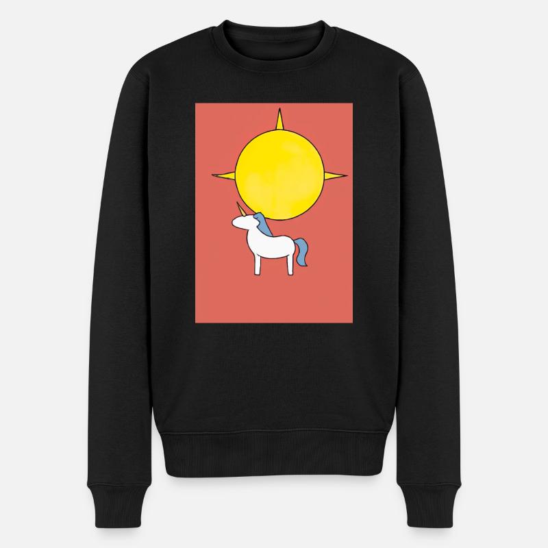 Minimales Einhorn - Männer Premium Bio Pullover - Schwarz