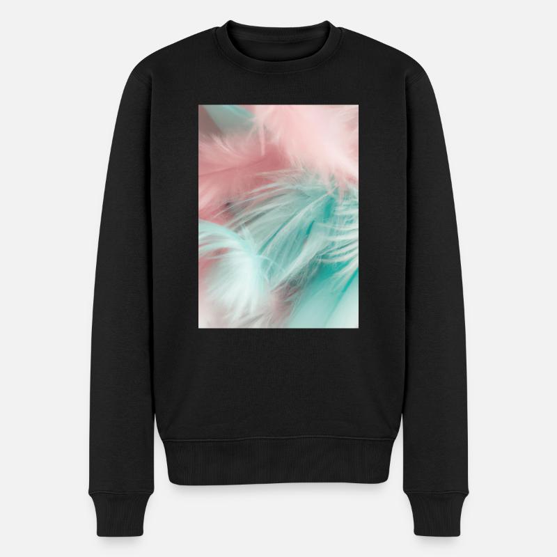 Pastellfarbene Federn - Männer Premium Bio Pullover - Schwarz