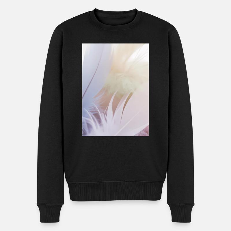 Pastellfarbene Federn - Männer Premium Bio Pullover - Schwarz