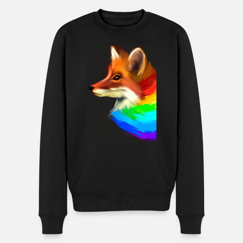 Regenbogenfuchs - Männer Premium Bio Pullover - Schwarz
