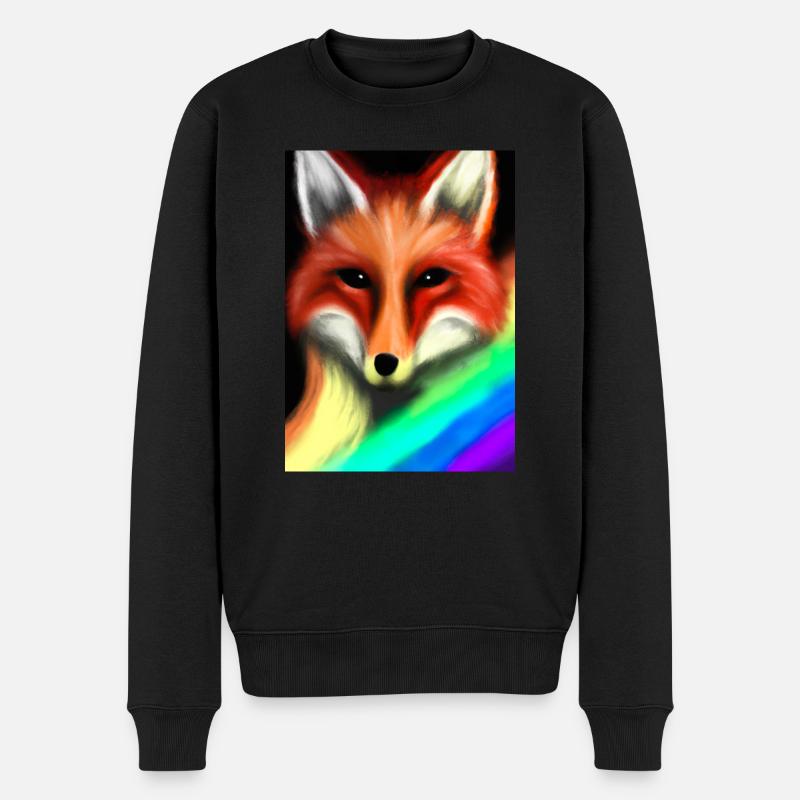 Regenbogenfuchs - Männer Premium Bio Pullover - Schwarz