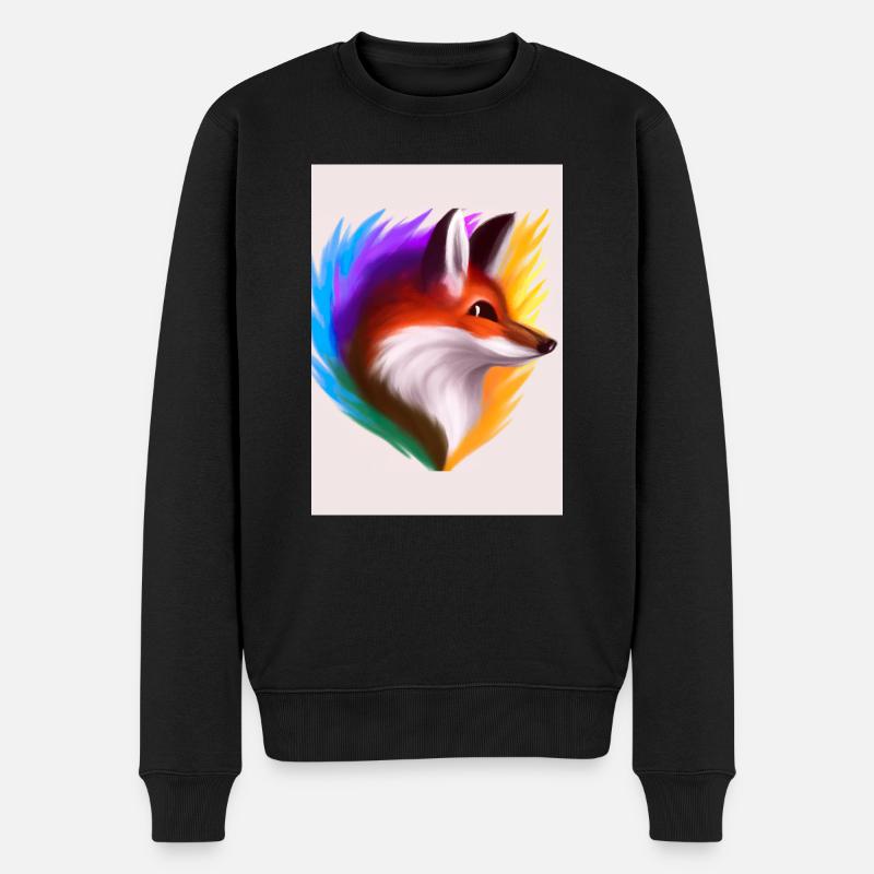 Regenbogenfuchs - Männer Premium Bio Pullover - Schwarz