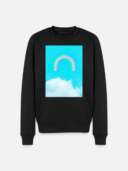 Regenbogen und Wolken - Männer Premium Bio Pullover - Schwarz