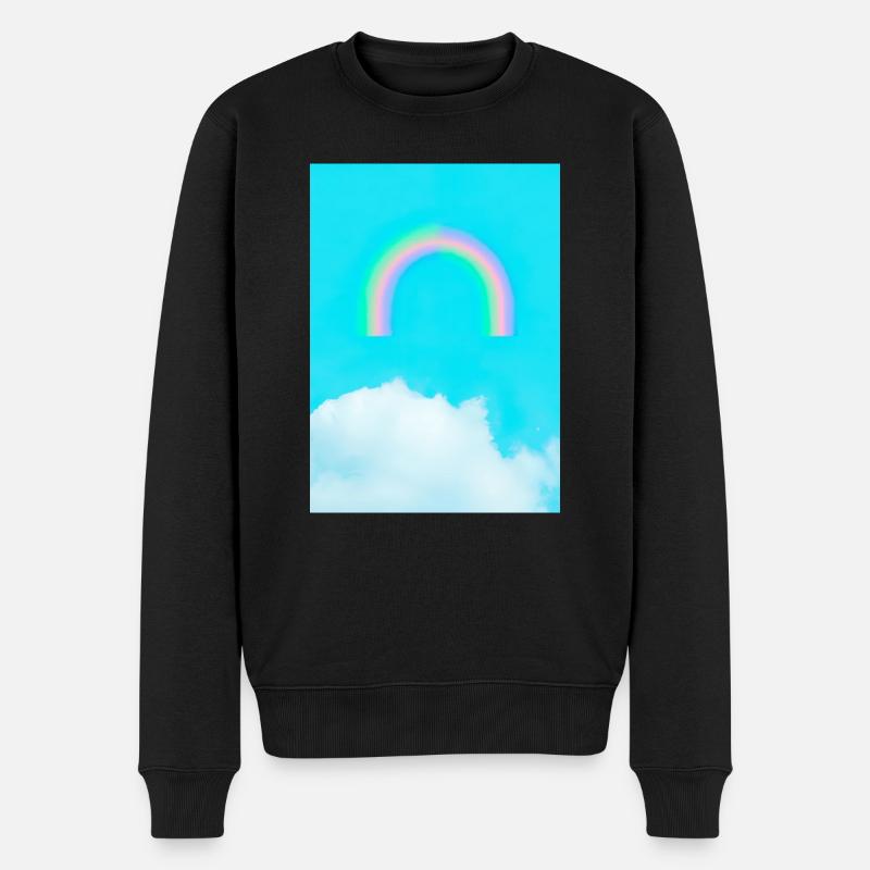 Regenbogen und Wolken - Männer Premium Bio Pullover - Schwarz