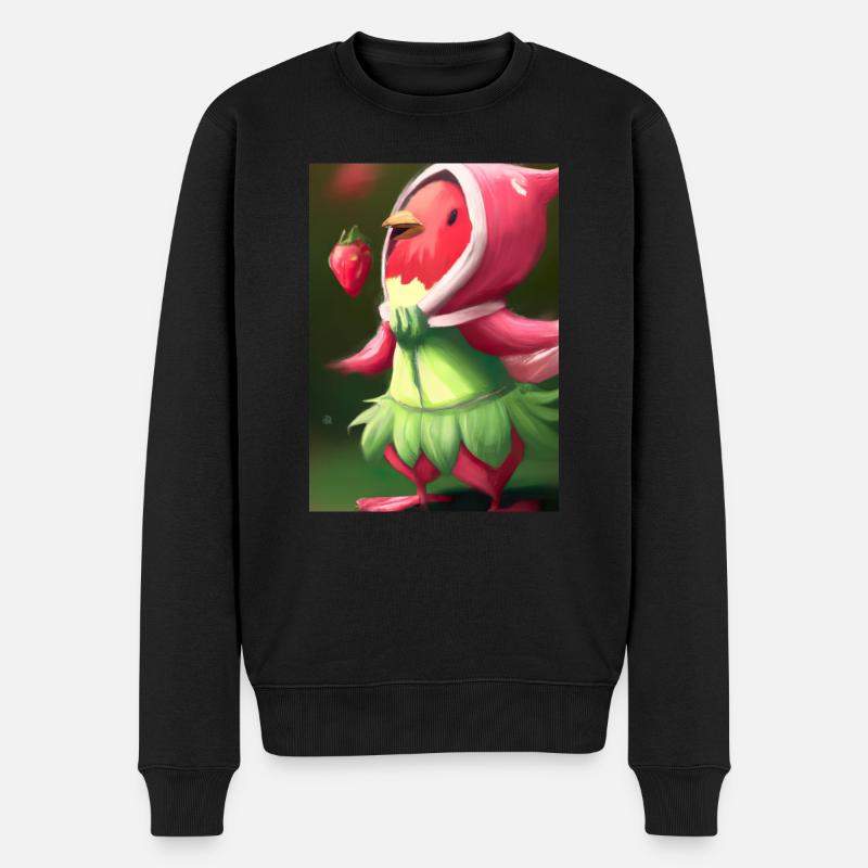 Erdbeervogel - Männer Premium Bio Pullover - Schwarz