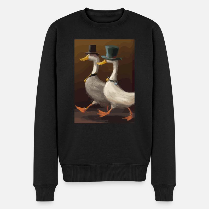 Zwei Enten - Männer Premium Bio Pullover - Schwarz