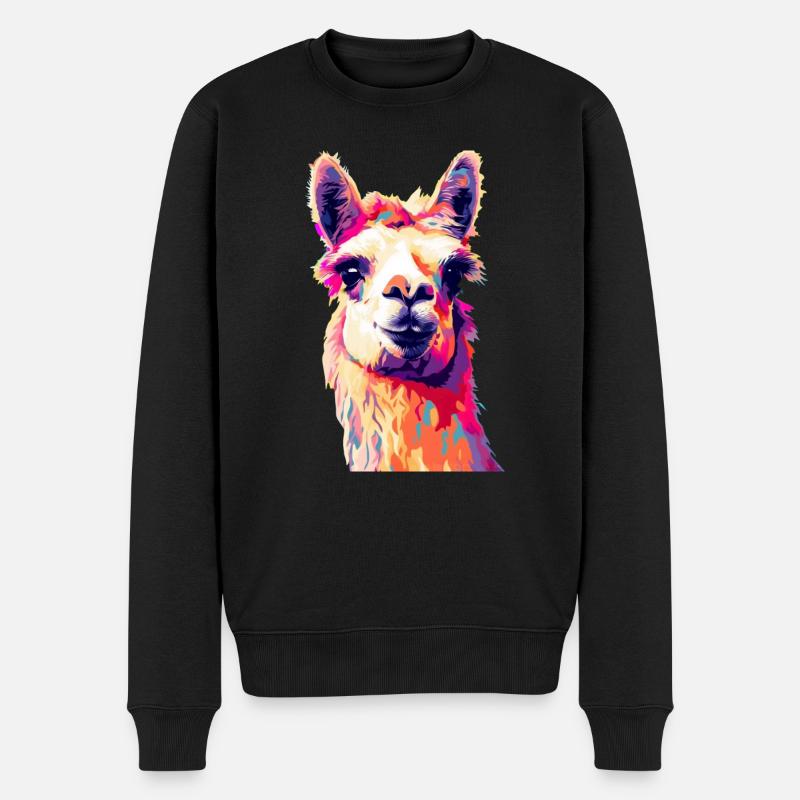 Lama - Männer Premium Bio Pullover - Schwarz
