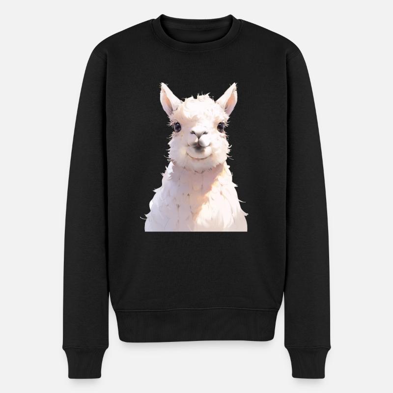 Lama - Männer Premium Bio Pullover - Schwarz