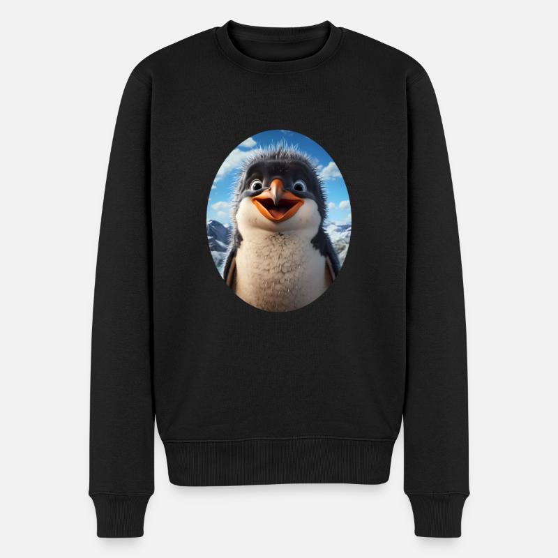 Pinguin - Männer Premium Bio Pullover - Schwarz