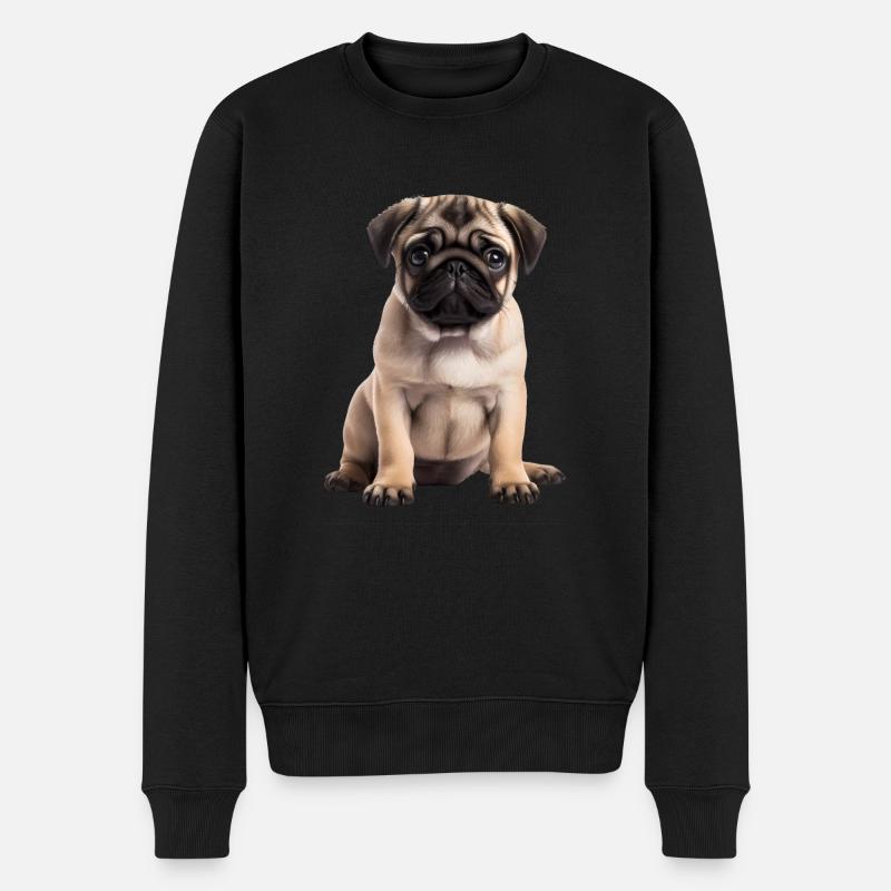Mops - Männer Premium Bio Pullover - Schwarz