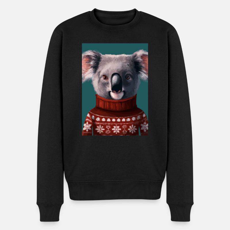 Koala im Weihnachtspullover - Männer Premium Bio Pullover - Schwarz