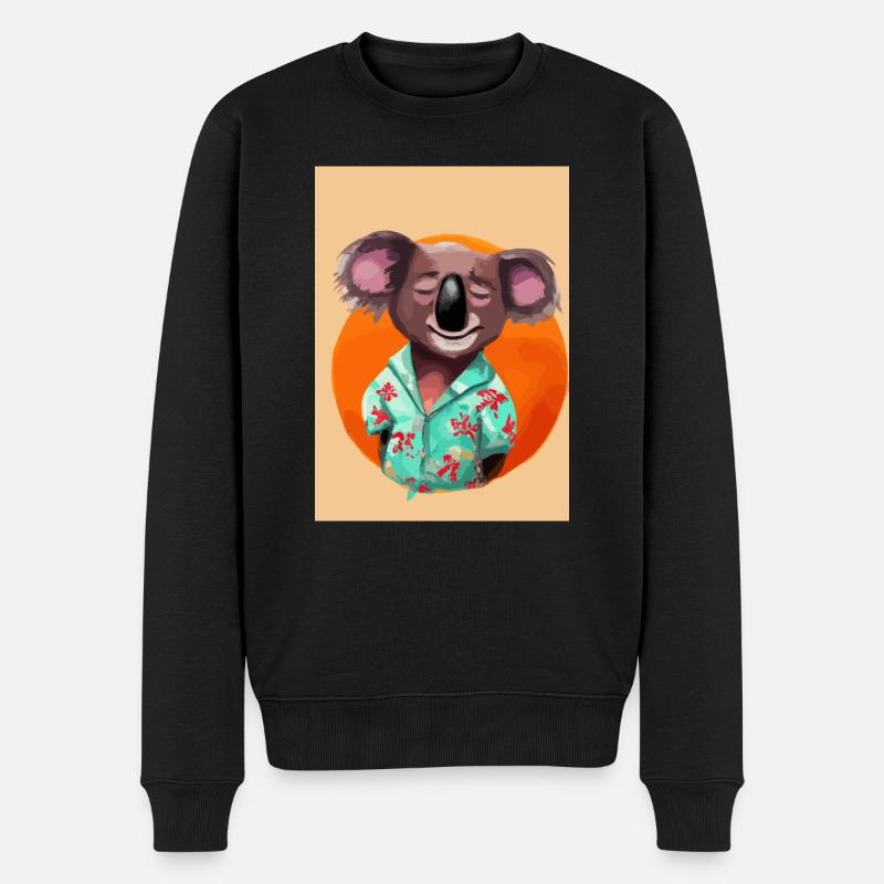 Koala mit Hawaii-Hemd - Männer Premium Bio Pullover - Schwarz