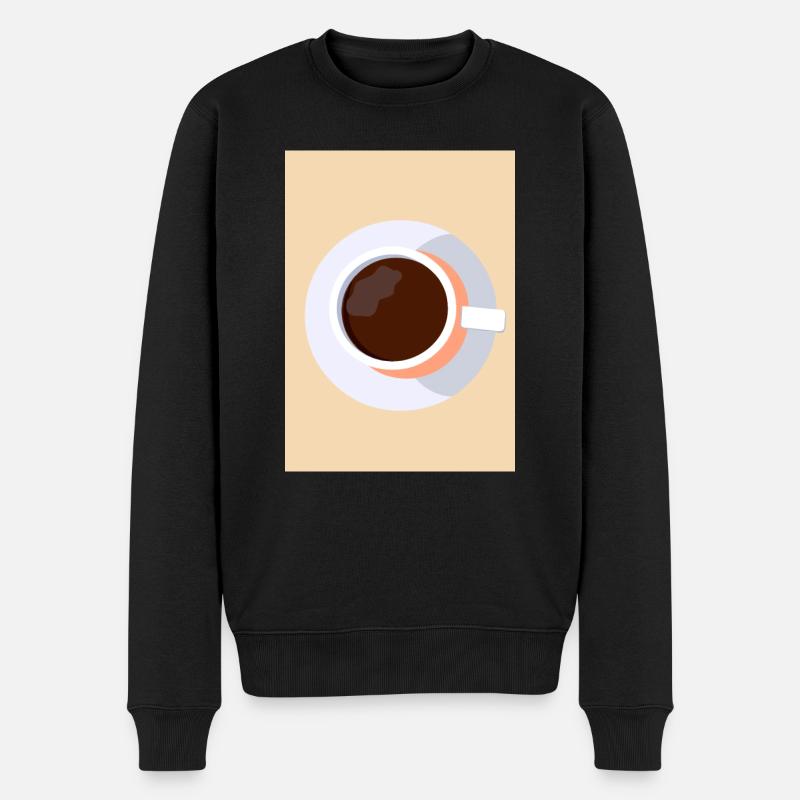 Minimalistischer Küchenkaffee - Männer Premium Bio Pullover - Schwarz