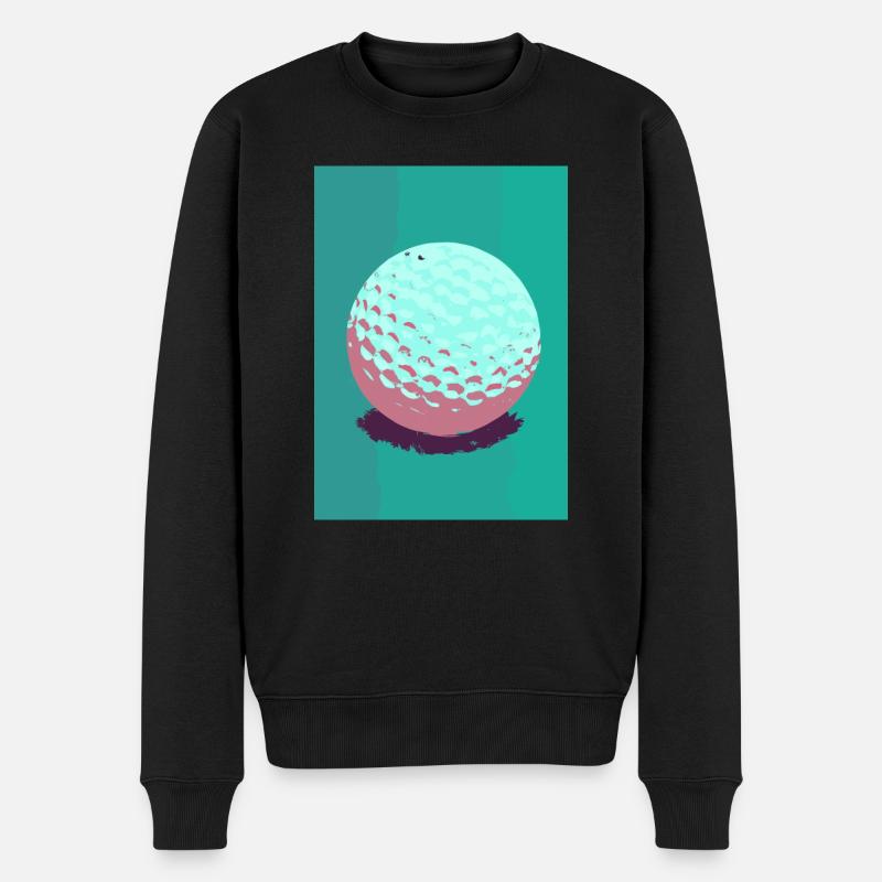 Retro-Golfball - Männer Premium Bio Pullover - Schwarz