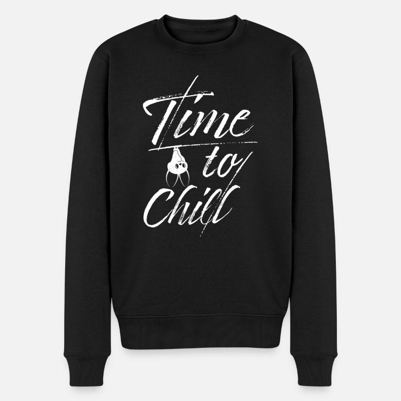 Fledermaus Zeit zum Chillen Spruch - Männer Premium Bio Pullover - Schwarz