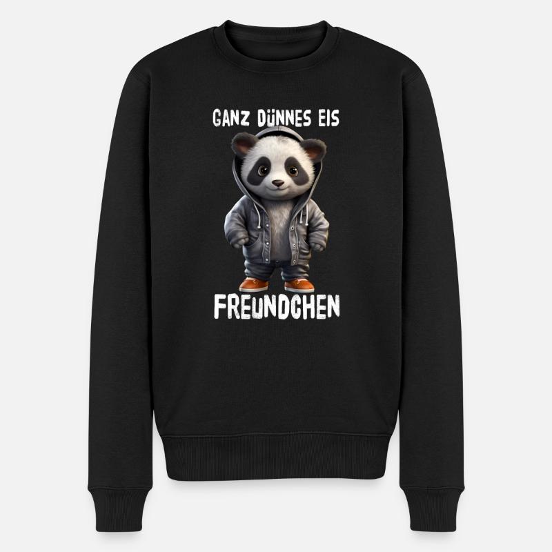Ganz Dünnes Eis Freundchen Panda - Männer Premium Bio Pullover - Schwarz