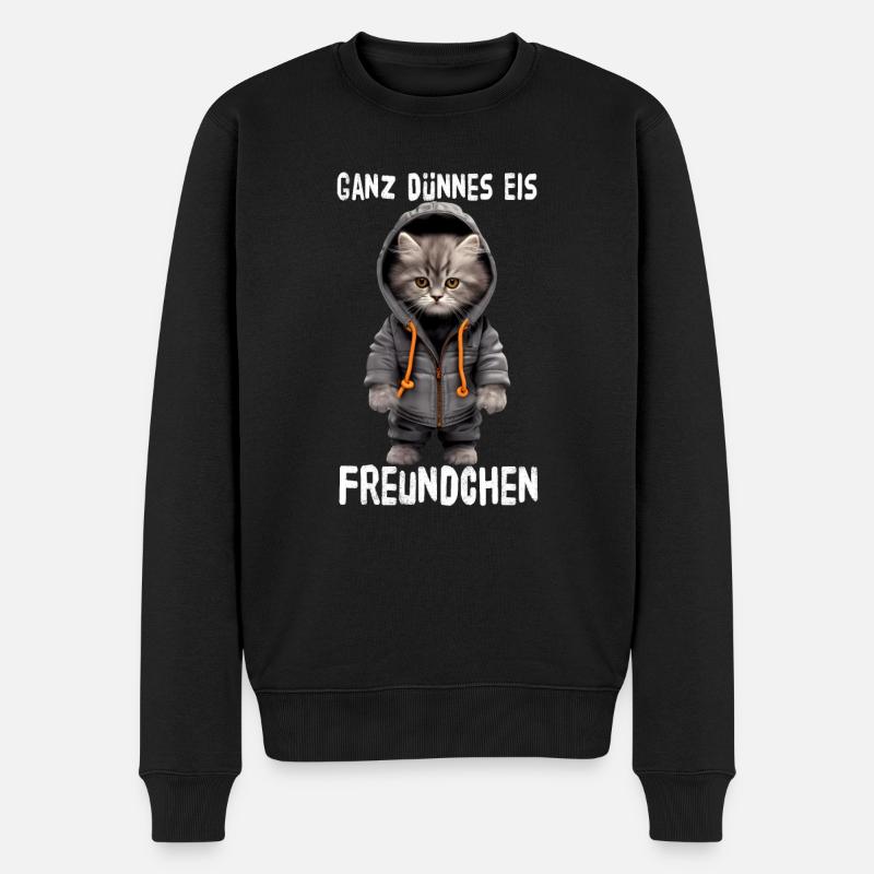 Ganz Dünnes Eis Freundchen Persische Katze - Männer Premium Bio Pullover - Schwarz