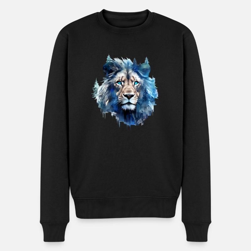 Löwe - Männer Premium Bio Pullover - Schwarz