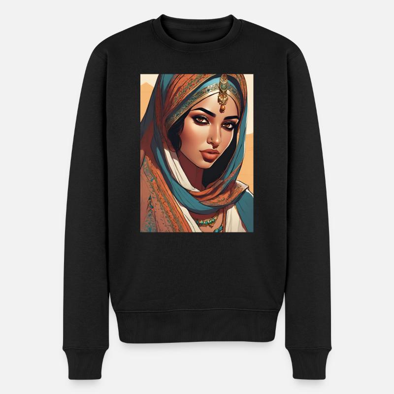 Indische schöne Frau - Männer Premium Bio Pullover - Schwarz