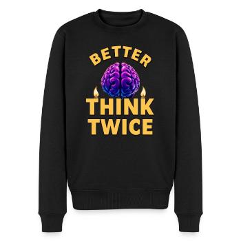 Besser zweimal Nachdenken - Männer Premium Bio Pullover - Schwarz - Vorne - Nico (187cm)