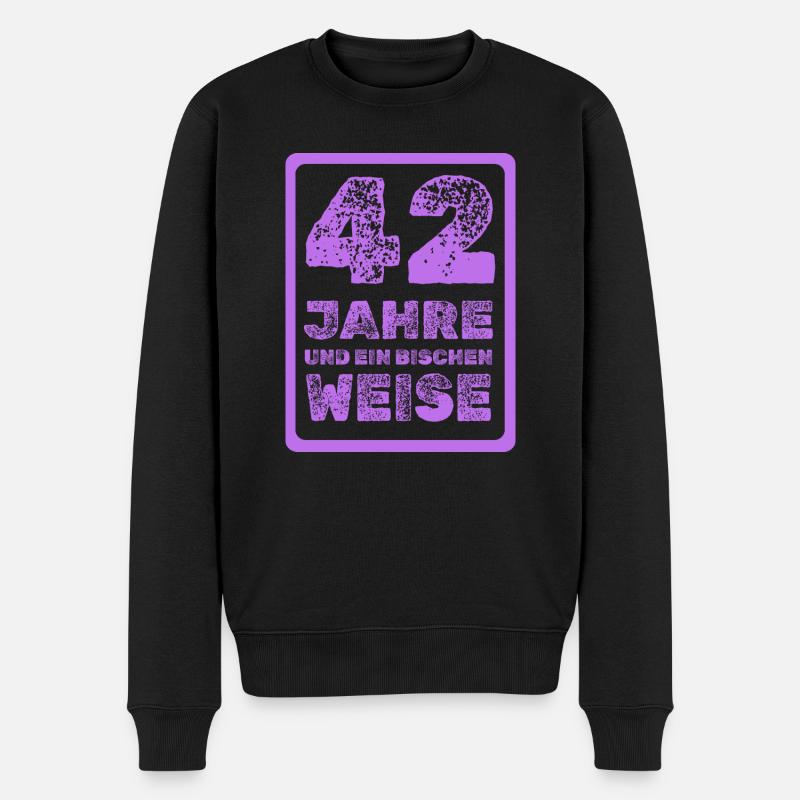 Weisheit 42 - Männer Premium Bio Pullover - Schwarz