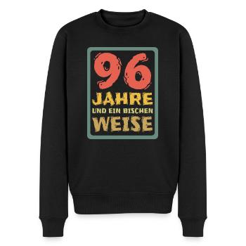 Weisheit 96 - Männer Premium Bio Pullover - Schwarz - Vorne - Nico (187cm)