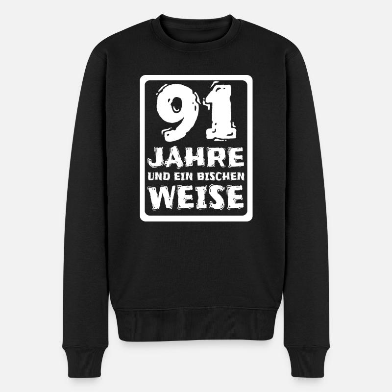 91 - Männer Premium Bio Pullover - Schwarz