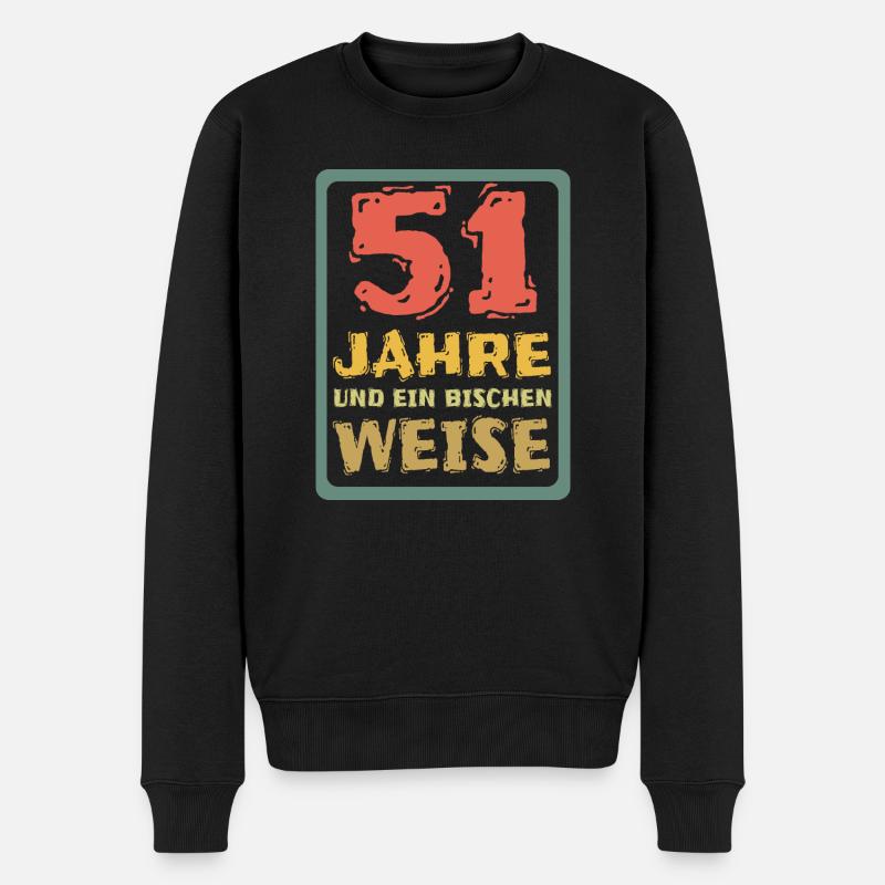 Weisheit 51 - Männer Premium Bio Pullover - Schwarz