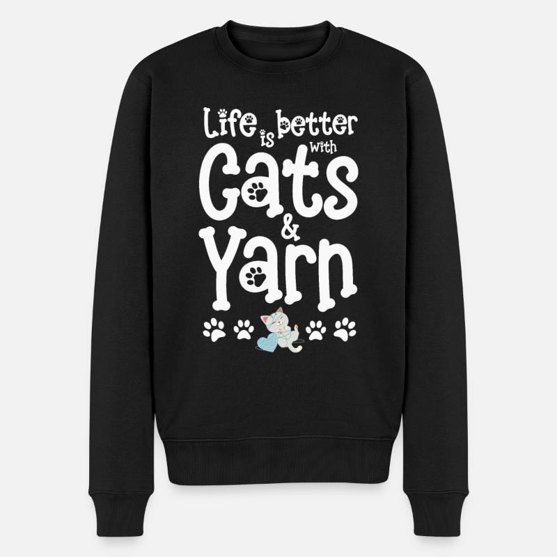 Chat Chats - Pull Premium bio Homme - noir