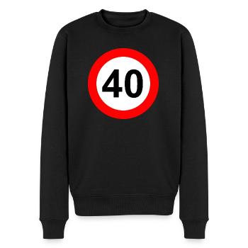 Verkehrsschild Geschwindigkeit Grenze 40 - Männer Premium Bio Pullover - Schwarz - Vorne - Nico (187cm)