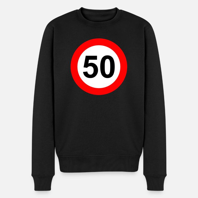 Verkehrsschild Geschwindigkeit Grenze 50 - Männer Premium Bio Pullover - Schwarz