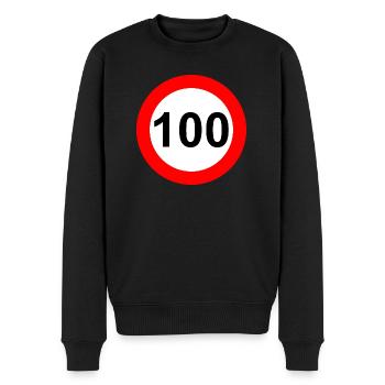 Verkehrsschild Geschwindigkeit Grenze 100 - Männer Premium Bio Pullover - Schwarz - Vorne - Nico (187cm)