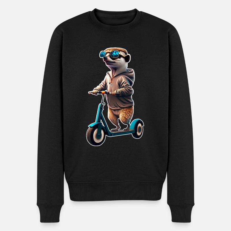 Escooting Erdmännchen Escooter Elektroroller - Männer Premium Bio Pullover - Schwarz