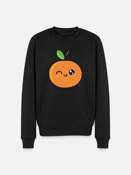 Słodki pomarańczowy Rysunek Kawaii - Ekologiczna męska bluza Premium - czarny