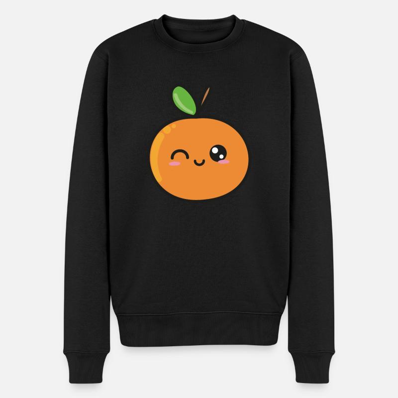 Doux Orange Kawaii dessin - Pull Premium bio Homme - noir