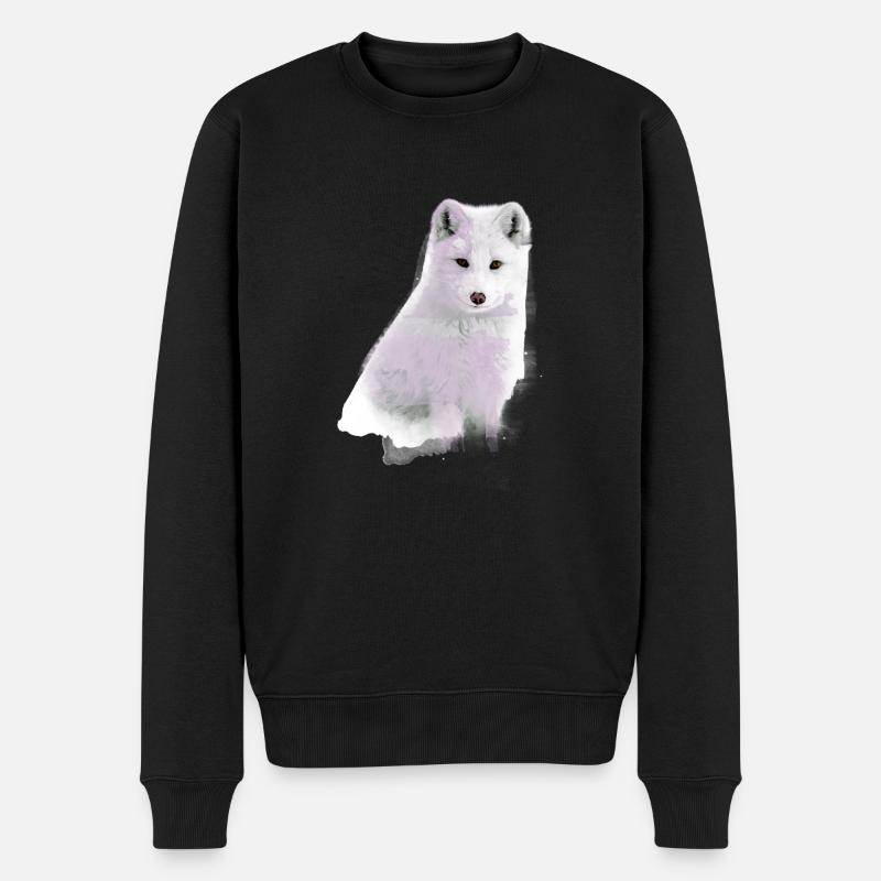 polarfuchs, fuchs,grün,aquarell ,malerei - Männer Premium Bio Pullover - Schwarz