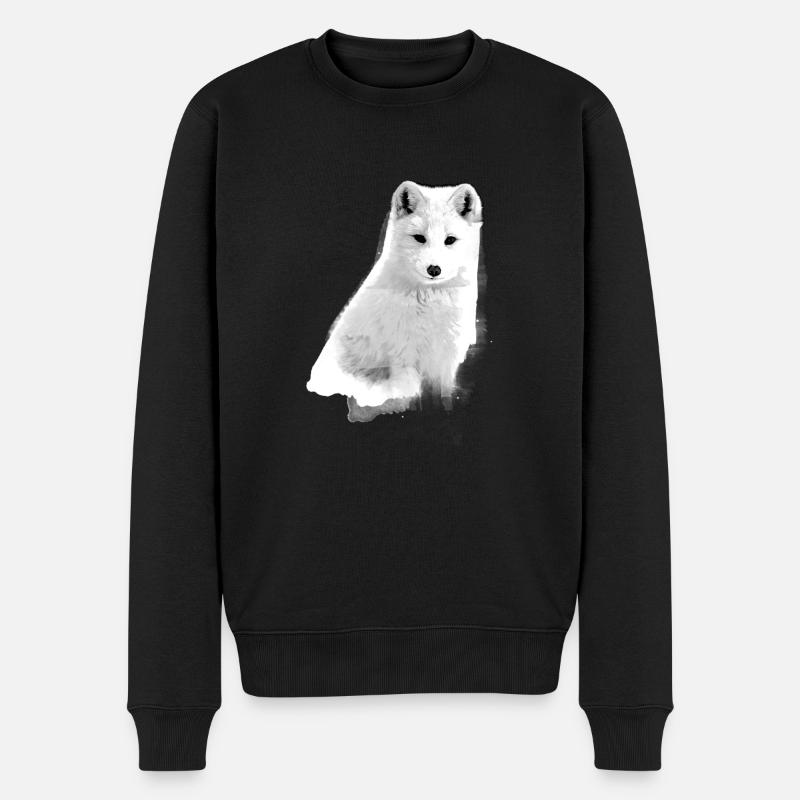 polarfuchs, fuchs,weiss,aquarell ,malerei - Männer Premium Bio Pullover - Schwarz