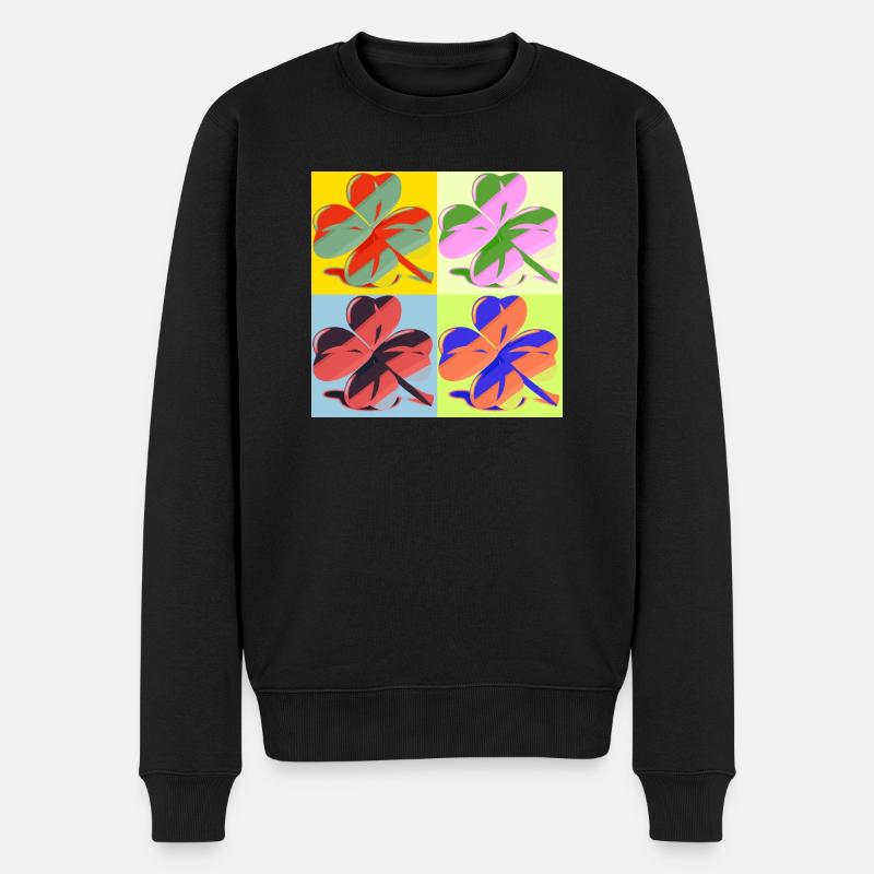 Kleeblatt - Männer Premium Bio Pullover - Schwarz