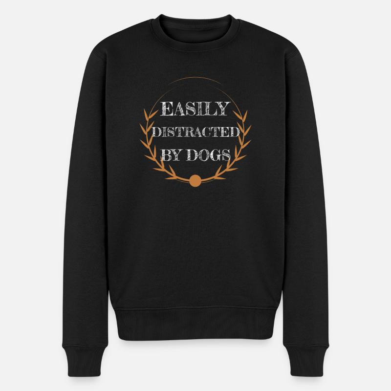 dog - easily distracted by dogs - Männer Premium Bio Pullover - Schwarz