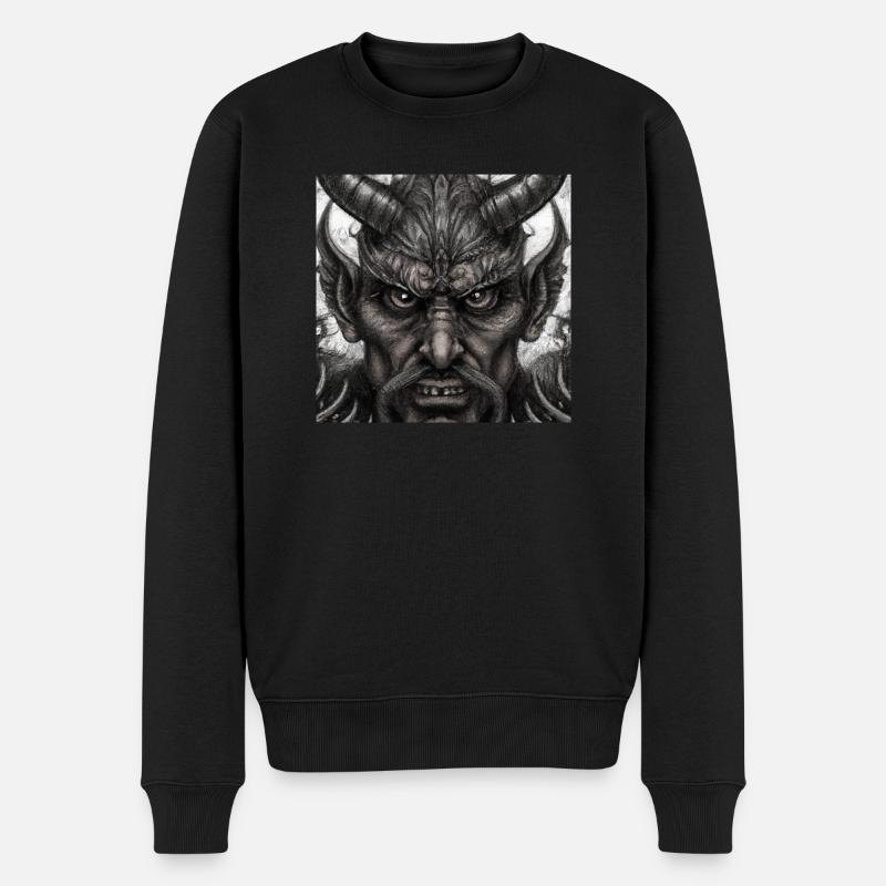 Teufelsgesicht - Männer Premium Bio Pullover - Schwarz