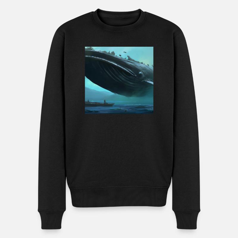 Baleine flottant dans le ciel - Pull Premium bio Homme - noir